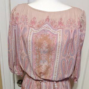 Vintage 1970s Sue Brett Floral and Paisley Print Dress